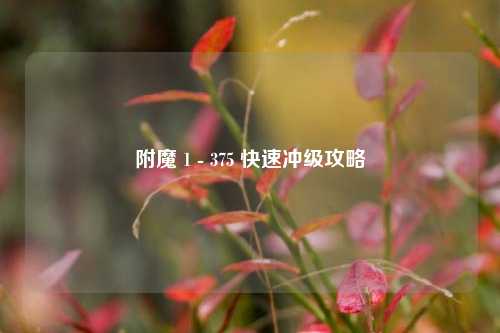 附魔 1 - 375 快速冲级攻略