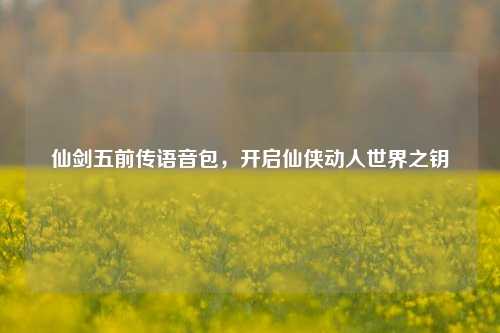 仙剑五前传语音包,开启仙侠动人世界之钥