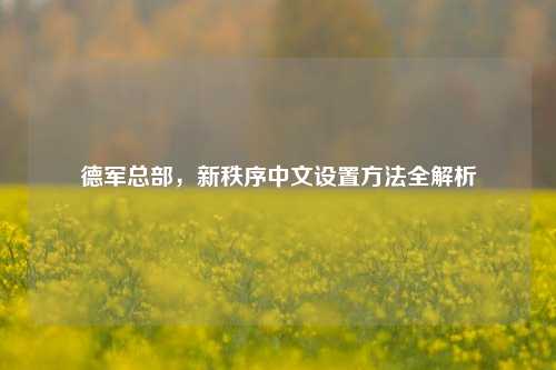 德军总部,新秩序中文设置方法全解析