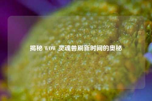 揭秘 WOW 灵魂兽刷新时间的奥秘
