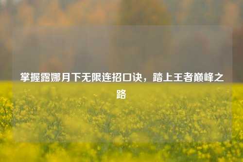 掌握露娜月下无限连招口诀,踏上王者巅峰之路