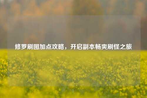 修罗刷图加点攻略,开启副本畅爽刷怪之旅